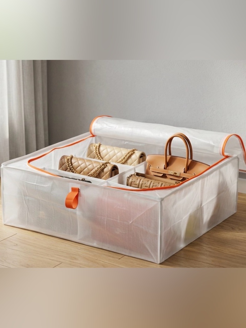 Ikea PÄRKLA Storage Bin with Orange Trim and Handle